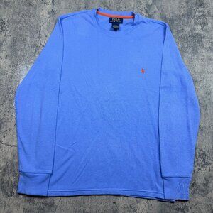 Polo Ralph Lauren Waffle Knit Thermal Long Sleeve Blue Pullover Size Medium